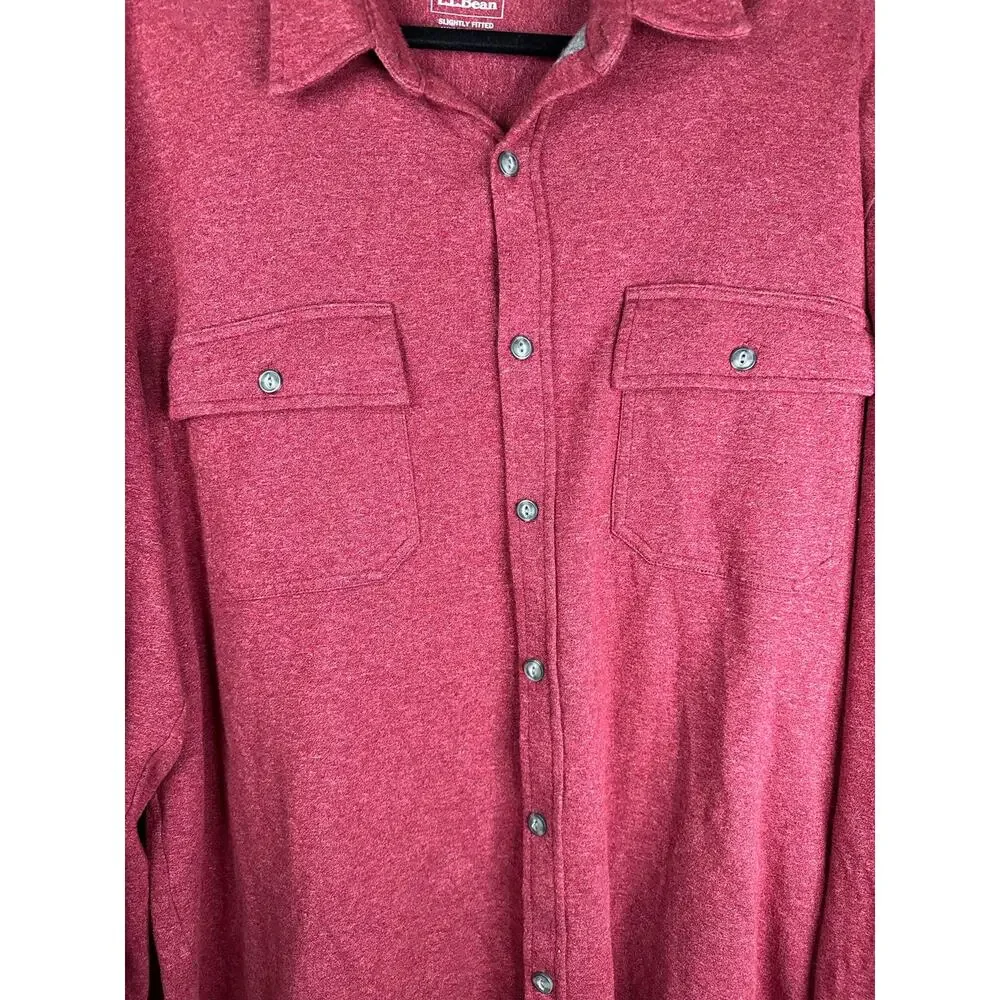 Men’s L.L. Bean ‘Slightly Fitted’ Red Maroon Button Down Shirt Size XXL-Regular